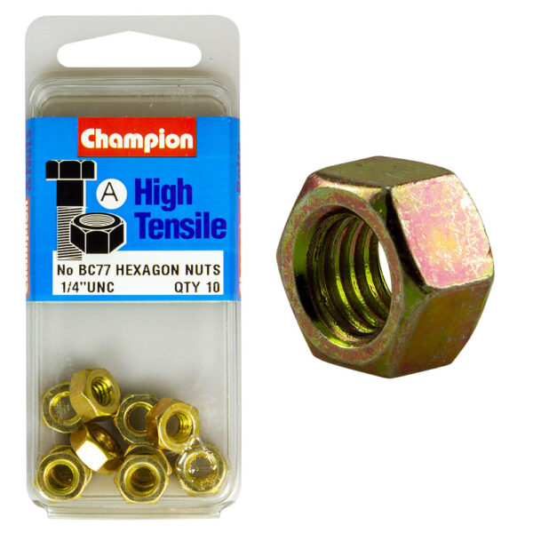 25/Pack Champion C365-19 3/8" UNF High Tensile Hex Nut 